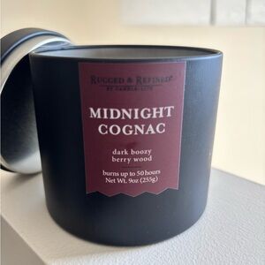 Midnight Cognac Candle — Black with Burgundy Label